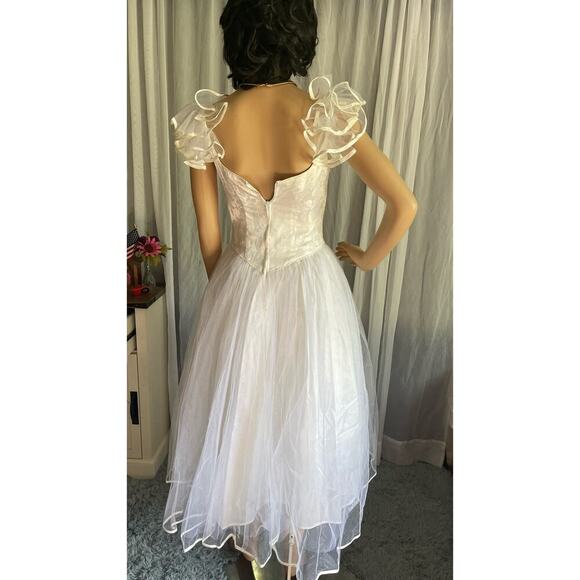 Vintage 1980s 1990s Tea Length Wedding Prom Dress - Picture 12 of 16